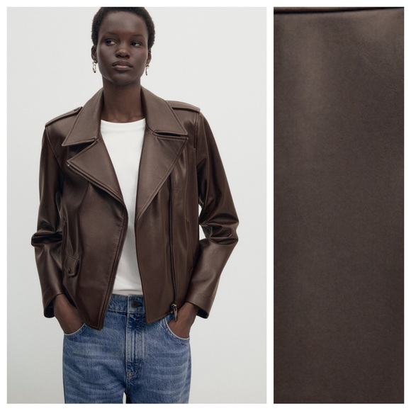Massimo Dutti Jackets & Blazers - NWT. Massimo Dutti Burgundy Nappa Leather Biker Jacket. Size S.